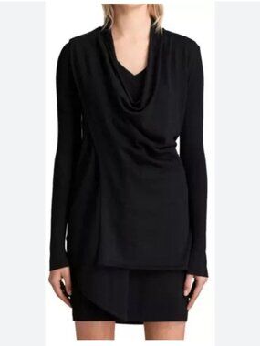 AllSaints Drina black convertible drape sweater dress size 0